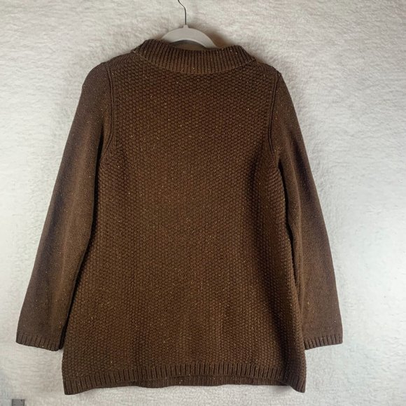 Talbots Sweater Women's Medium Brown Turtleneck Long Sleeve Side Button 7655 - Picture 7 of 8